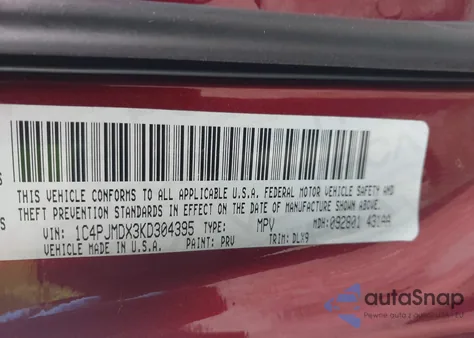 2019 Jeep Cherokee Limited 4X4 from USA, damaged, VIN 1C4PJMDX3KD304395